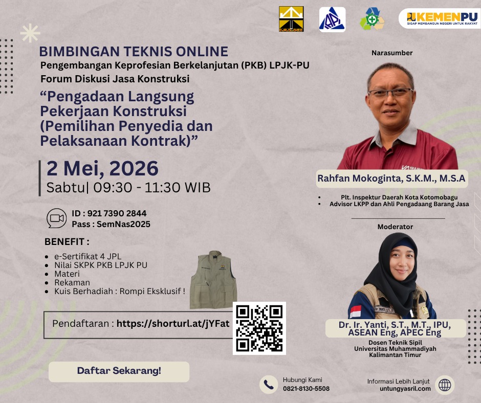 Bimbingan Teknis Online Pengembangan Keprofesian Berkelanjutan (PKB) LPJK-PU : FORUM DISKUSI JASA KONSTRUKSI