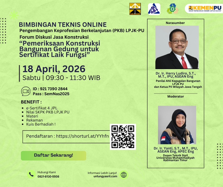 Bimbingan Teknis Online Pengembangan Keprofesian Berkelanjutan (PKB) LPJK-PU : FORUM DISKUSI JASA KONSTRUKSI