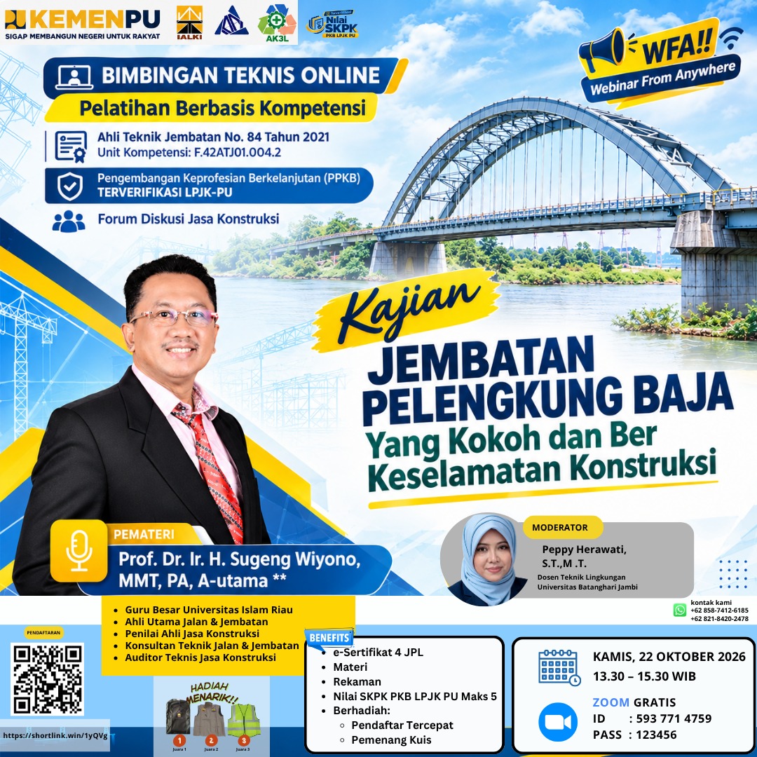 Bimbingan Teknis Online, Pelatihan Berbasis Kompetensi, Pengembangan Keprofesian Berkelanjutan (PKB) LPJK-PU : FORUM DISKUSI JASA KONSTRUKSI