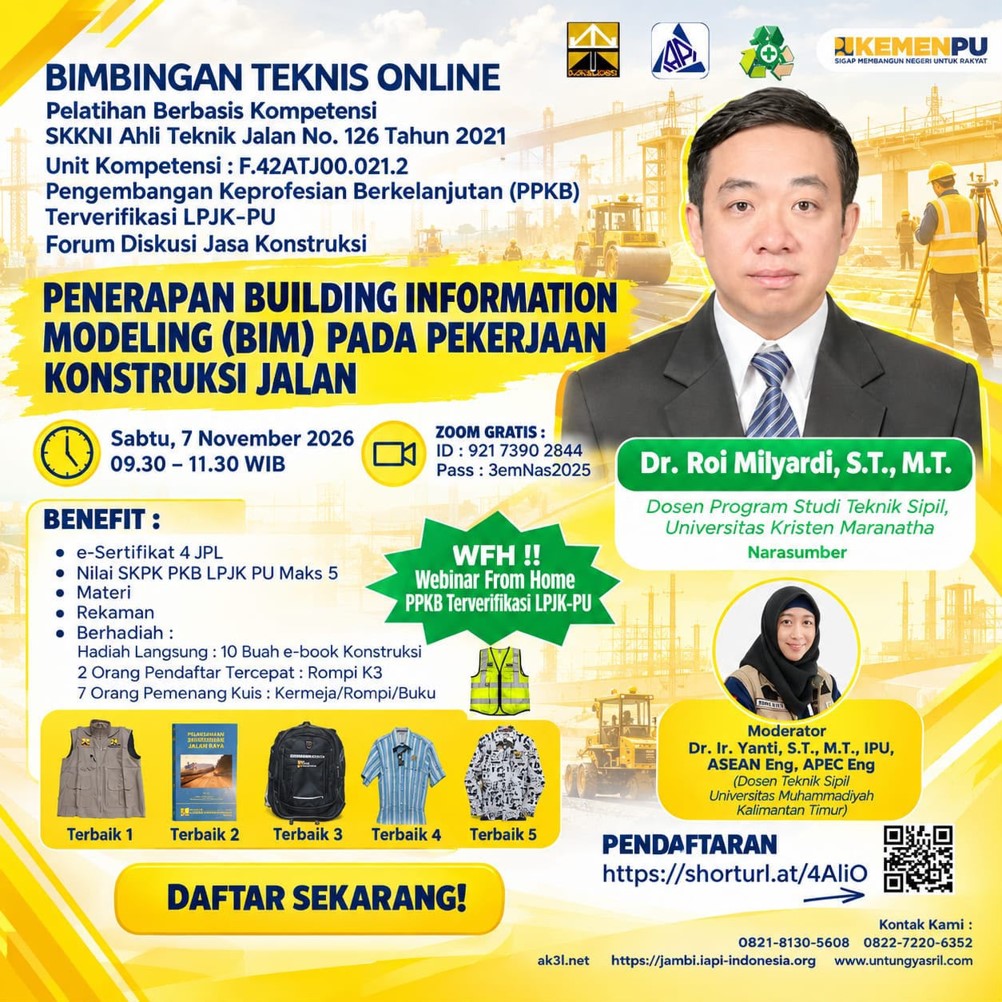 Bimbingan Teknis Online Pelatihan Berbasis Kompetensi  SKKNI Ahli Teknik Jalan No 126 Tahun 2021, Unit Kompetensi : F.42ATJ00.021.2 Pengembangan Keprofesian Berkelanjutan Kementerian-PU LPJK : FORUM DISKUSI JASA KONSTRUKSI