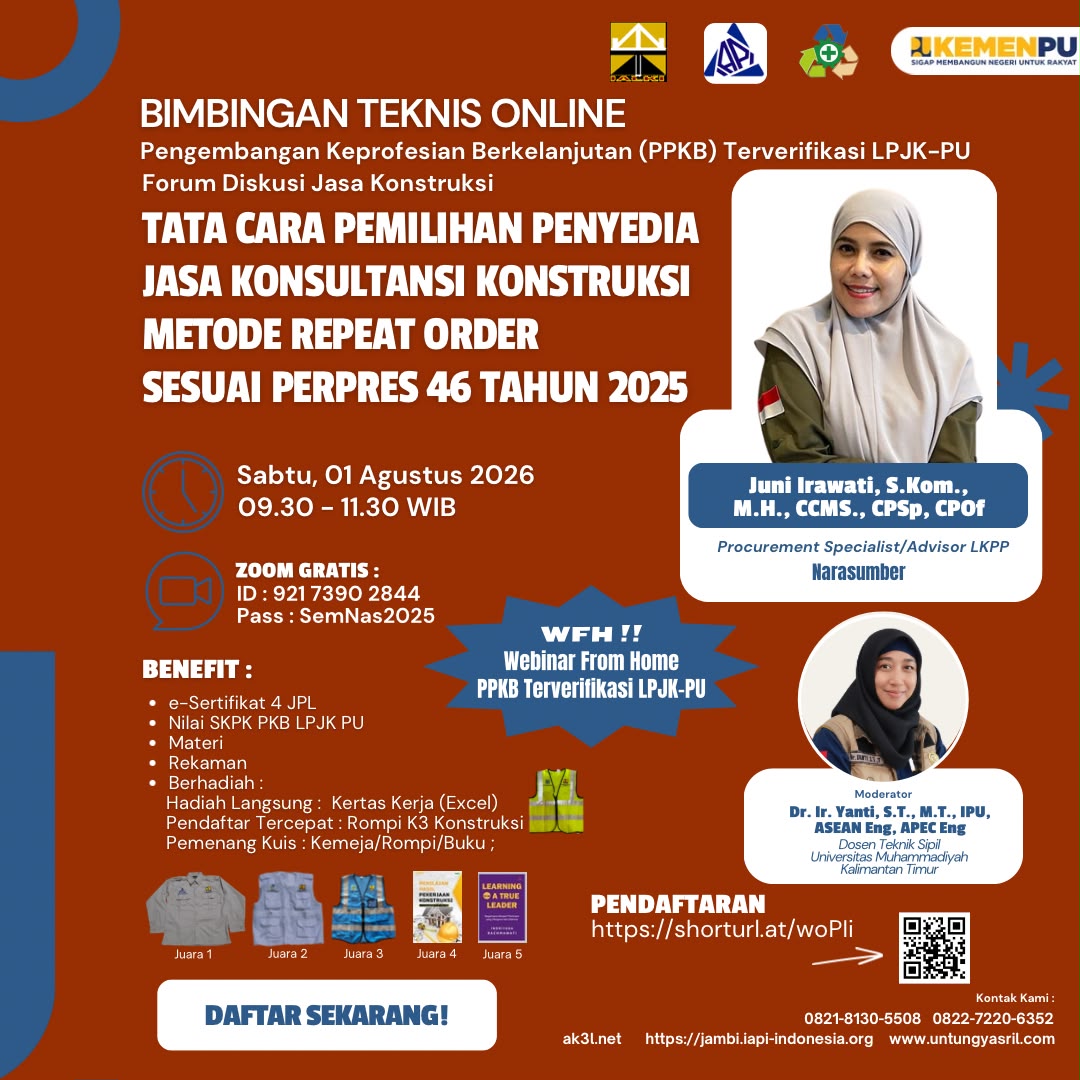 Bimbingan Teknis Online Pengembangan Keprofesian Berkelanjutan Kementerian-PU LPJK